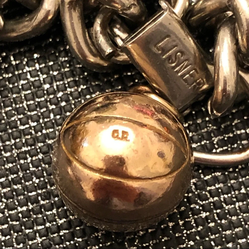 Vintage Gold Filled Basketball Charm On Lisner silver tone bracelet